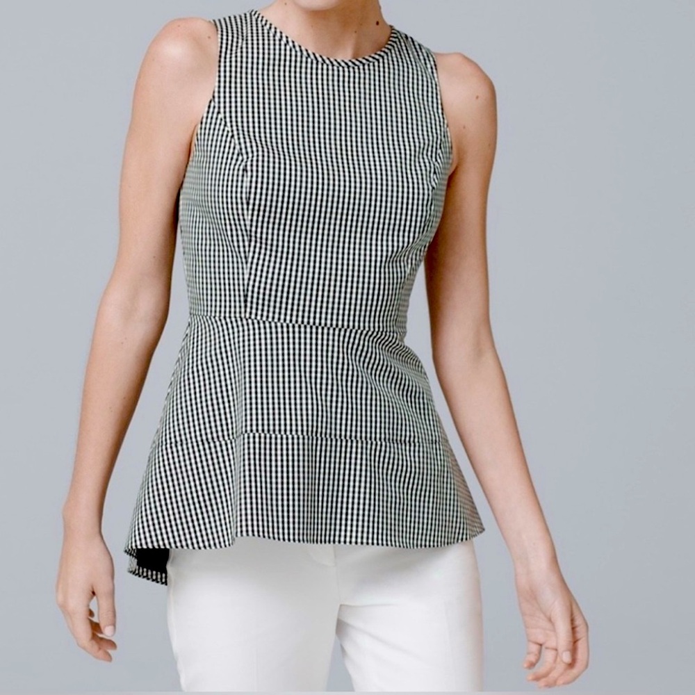 🌾‎ WHBM Black/White Checkered Peplum Blouse